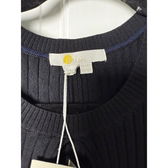 NWT Boden Long Sleeve Ribbed Knit US 10P Black Midi Dress Keyhole Siren Bodycon - Picture 10 of 13